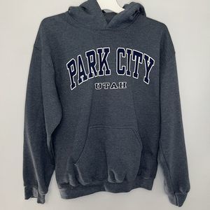 Park City Utah Sweatshirt Mens Medium Grey Med Hoodie Heavyweight Outdoor NWOT